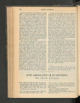 Atti legislativi e di governo del Regno d'Italia.