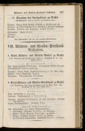 VII. Witwen= und Waisen=Pensions=Anstalten.