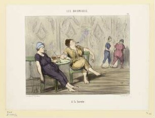 À la buvette, Blatt 13 der Folge „Les Baigneuses“, in: „Le Charivari“, Paris 1847