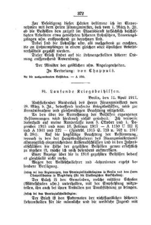 Laufende Kriegsbeihilfen : [A. Behörden und Beamte]