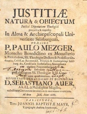 Justitiae Natura & Obiectum