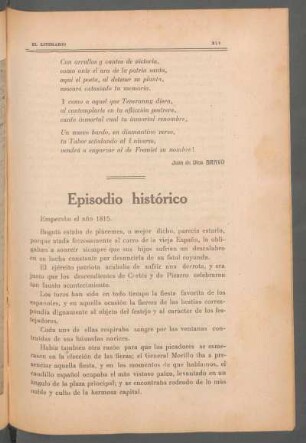 Episodio histórico : Empezaba el año1815
