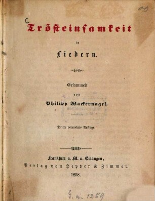 Trösteinsamkeit in Liedern