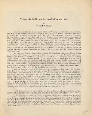 Volkswirtschaftliches im Geschichtsunterricht