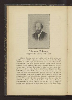 Johannes Dalmann, Vorsitzender des Vereins 1871 - 1875