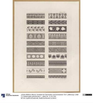 Vorbilder für Fabrikanten und Handwerker. Teil 1, Abteilung 1, Blatt 15: Verzierungen griechischer Vasen