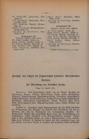 Auszüge aus einigen die Allgemeinheit besonders interessirenden Gesetzen