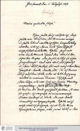 Brief vom 11.08.1898