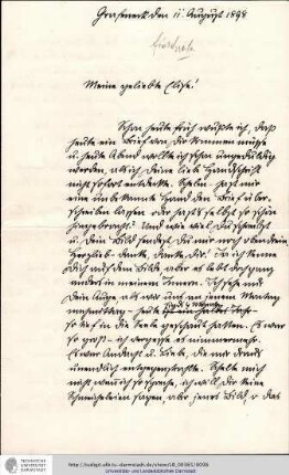 Brief vom 11.08.1898