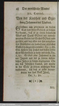 XII. Capitel. Von der Kindheit und Erziehung Johannes des Täufers