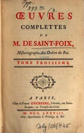 Oeuvres Complettes De M. De Saint-Foix. 3