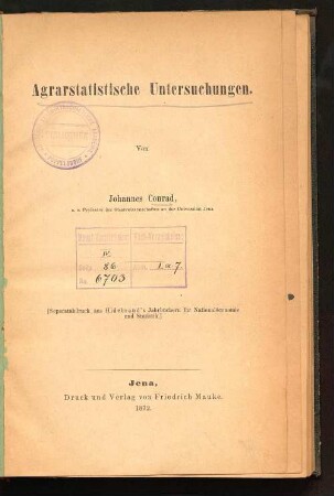 Agrarstatistische Untersuchungen