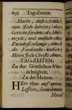 Tag-Zeiten, Zu der Göttlichen Vorsichtigkeit. - Gebett zur Göttl. Vorsichtigk.