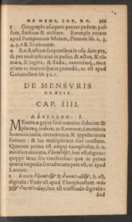 De Mensuris Graecis. Cap. IIII.
