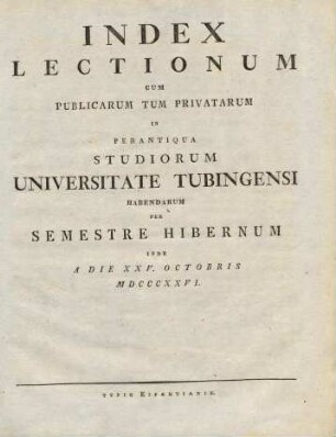Vorlesungsverzeichnis 1826/27