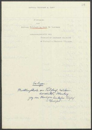 2 Fragebogen und 4 Karten Sulzbach an der Murr, mit Bartenbach, Berwinkel, Eschenstruet, Ittenberg, Lautern, Liemannsklinge, Schleißweiler, Siebersbach und Zwerenberg, OA Backnang (Kreis Backnang)