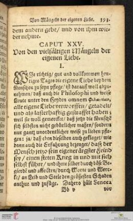 Caput XXV: Von den vielfältigen Mängeln der eigenen Liebe