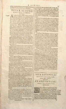 Vita B. Aloysii Gonzagae Compendio scripta.