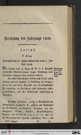 Fortsetzung des Jahrgangs 1808