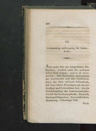 III. Uebermäßige Anstrengung der Seelenkräfte