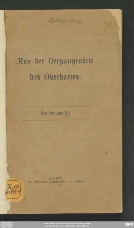 Aus der Vergangenheit des Oberharzes