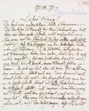 Brief an Franz Oppenheimer