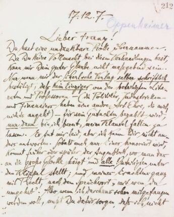 Brief an Franz Oppenheimer