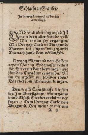 Schlacht zu Gransee/ Jn der weyß/ wiewol ich bin ein alter Gryß.