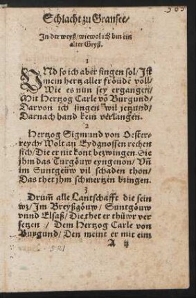 Schlacht zu Gransee/ Jn der weyß/ wiewol ich bin ein alter Gryß.