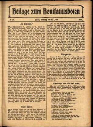Zweite Ausgabe vom Sonntag, den 19. Juni 1904.