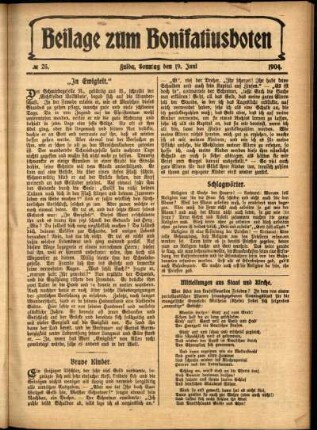 Zweite Ausgabe vom Sonntag, den 19. Juni 1904.