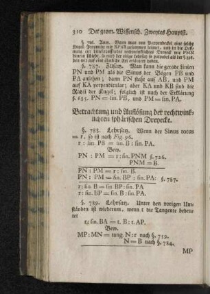 Betrachtung und Auflösung der rechtwinklichten sphärischen Dreyecke.
