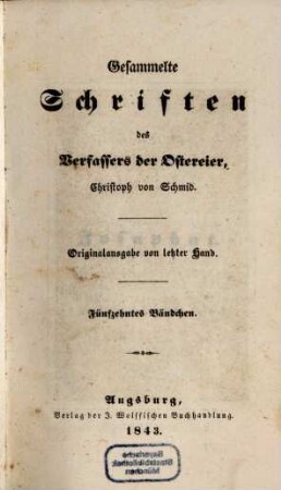 Gesammelte Schriften des Verfassers der Ostereier, Christoph von Schmid, 15. Josaphat