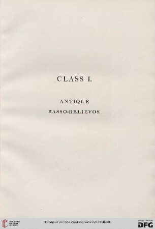 Class I: Antique Basso-Relievos