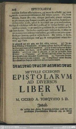 Epistolarum Ad Diversos Liber VI.