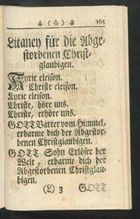 Litaney für die Abgestorbenen Christglaubigen.