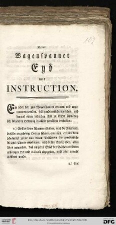 Derer Wagenspanner Eyd und Instruction