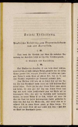 Dritte Abtheilung. Praktische Anleitung zum Branntweinbrennen aus Kartoffeln