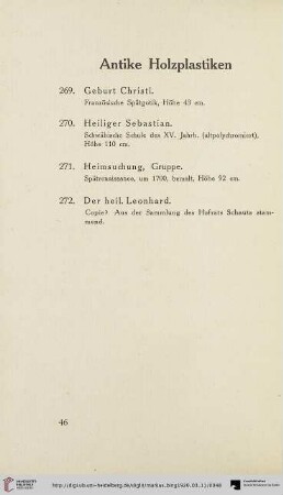 Antike Holzplastiken (Nr. 269-272)