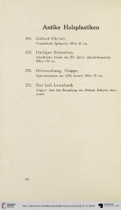 Antike Holzplastiken (Nr. 269-272)