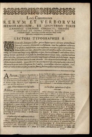 Loci Communes Rerum Et Verborum Memorabilium, Ex Universo Iuris Canonici Corpore Collecti ....