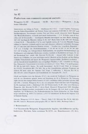 Aa 42. Psalterium cum commento anonymi auctoris