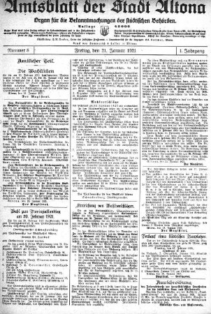 Nummer 8 : Freitag, den 21. Januar 1921