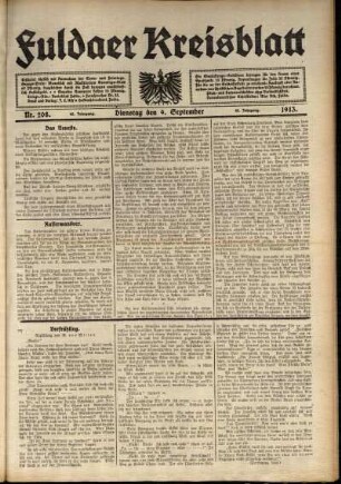 Ausgabe vom Dienstag, den 09. September 1913.