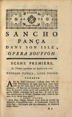 Sancho Pança Dans Son Isle : Opera Bouffon En Un Acte