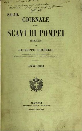 Giornale degli scavi di Pompei. [2,2] = Nr. 8/10.13-15.31 1861/65