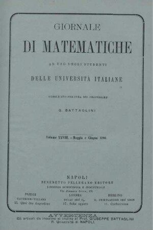 Volume XXVIII. - Maggio e Giugno 1890.
