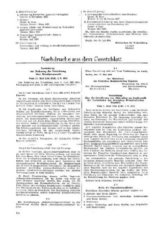 Verordnung zur Änderung der Verordnung über Kündigungsrecht : vom 17. Mai 1956 (GBl. I S. 485) ; [Nachdrucke aus dem Gesetzblatt]