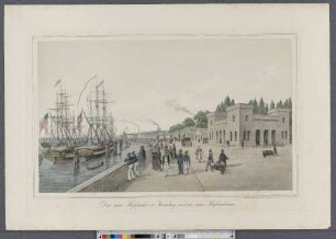 Das neue Hafenthor in Hamburg und der neue Hafendamm (Ansichten von Hamburg und der Umgegend ; III,53b/f) (Hamburg's Vergangenheit in bildlichen Darstellungen ; III,53b/f)