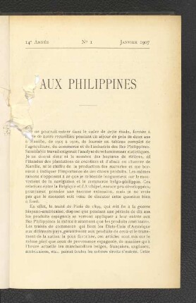 No 1, Janvier 1907